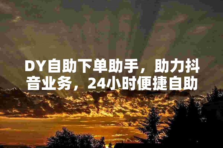 DY自助下单助手，助力抖音业务，24小时便捷自助服务。