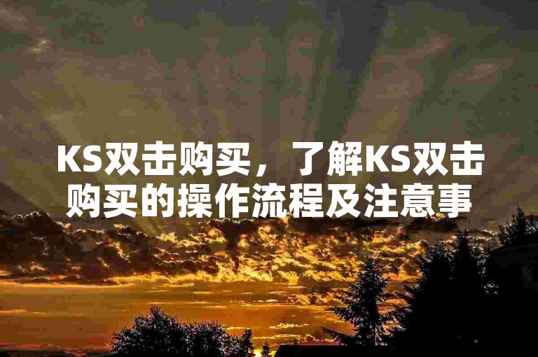KS双击购买，了解KS双击购买的操作流程及注意事项详解