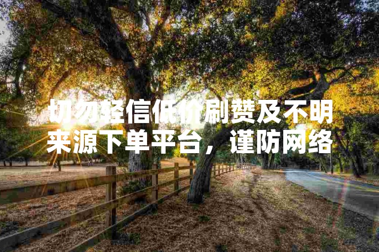 切勿轻信低价刷赞及不明来源下单平台，谨防网络风险。