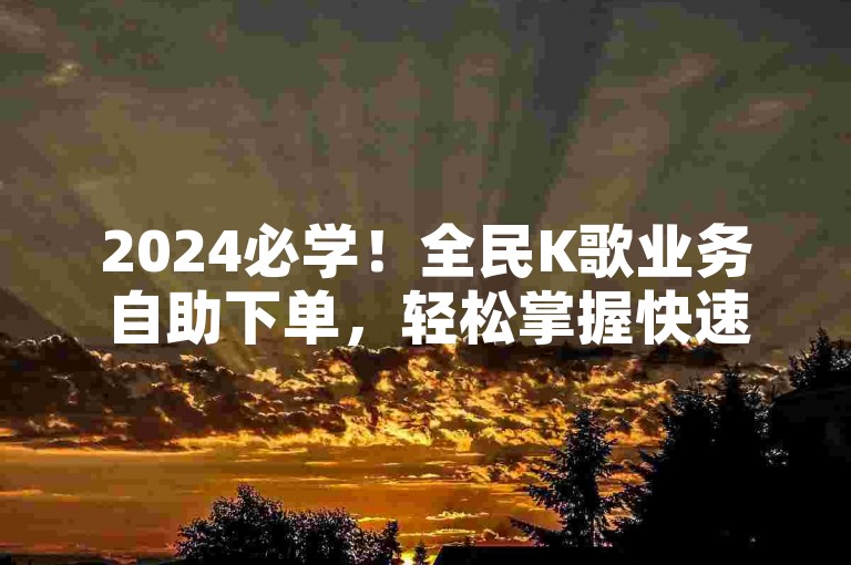 2024必学！全民K歌业务自助下单，轻松掌握快速下单技巧。