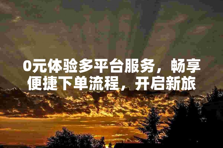 0元体验多平台服务，畅享便捷下单流程，开启新旅程。