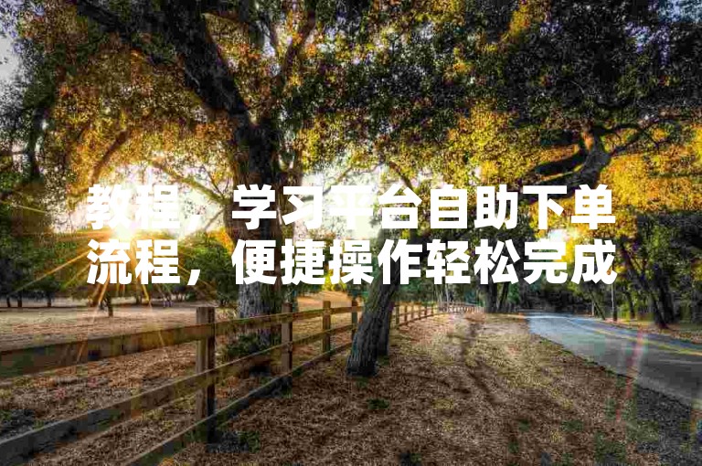 教程，学习平台自助下单流程，便捷操作轻松完成订单。