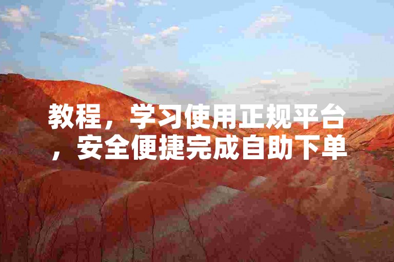 教程，学习使用正规平台，安全便捷完成自助下单操作。