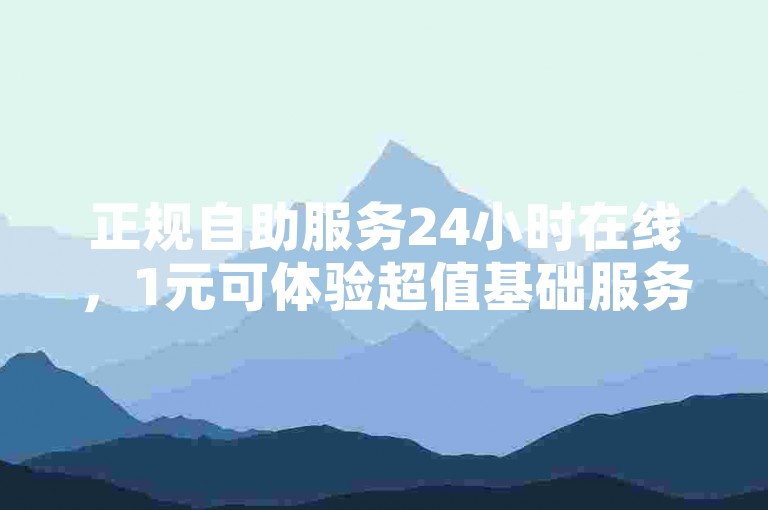 正规自助服务24小时在线，1元可体验超值基础服务。