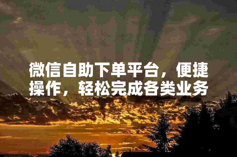 微信自助下单平台，便捷操作，轻松完成各类业务订单。