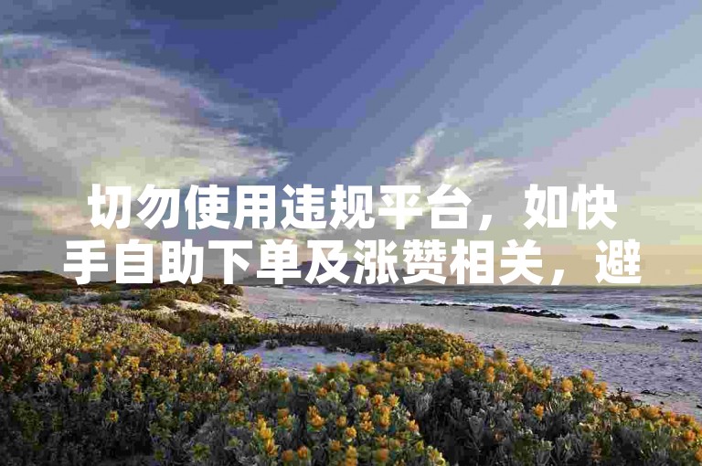 切勿使用违规平台，如快手自助下单及涨赞相关，避免风险。