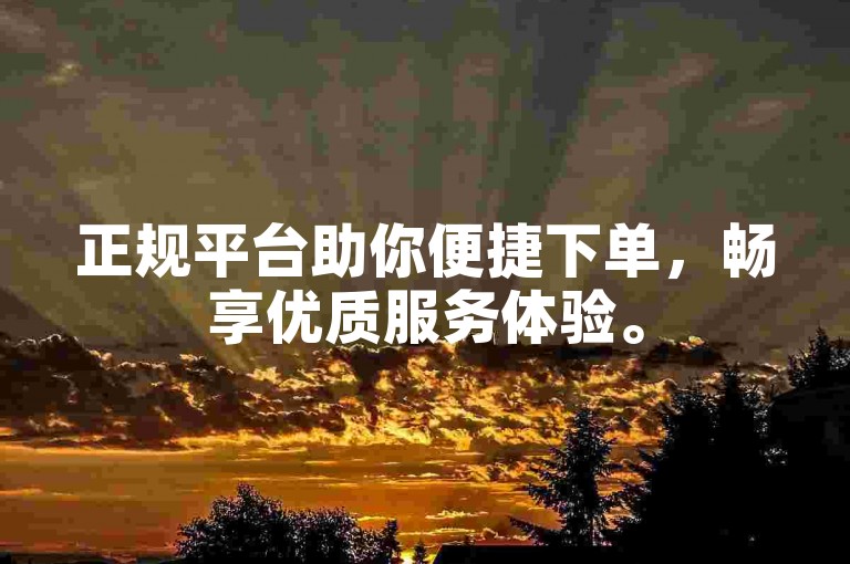 正规平台助你便捷下单，畅享优质服务体验。
