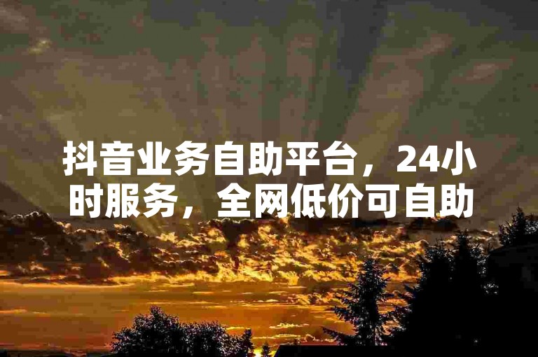 抖音业务自助平台，24小时服务，全网低价可自助下单。