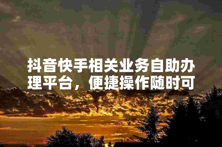 抖音快手相关业务自助办理平台，便捷操作随时可用。