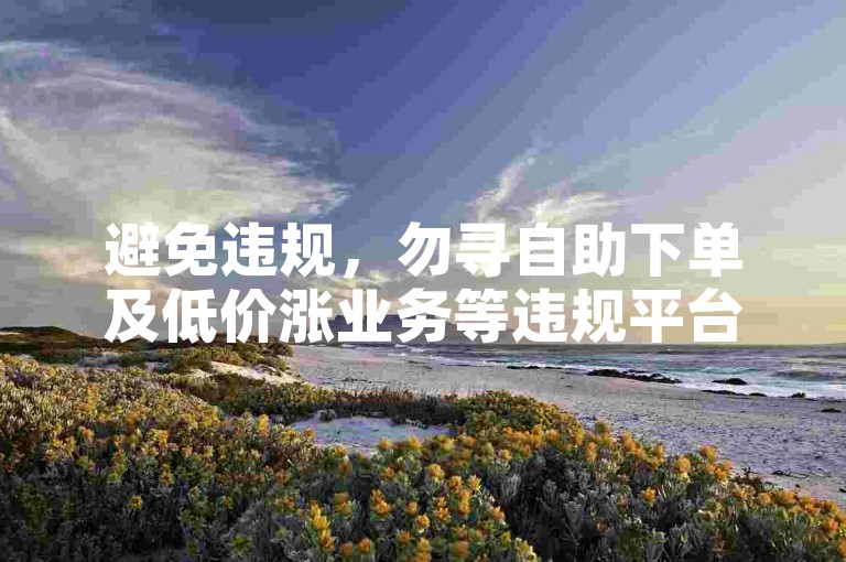 避免违规，勿寻自助下单及低价涨业务等违规平台。
