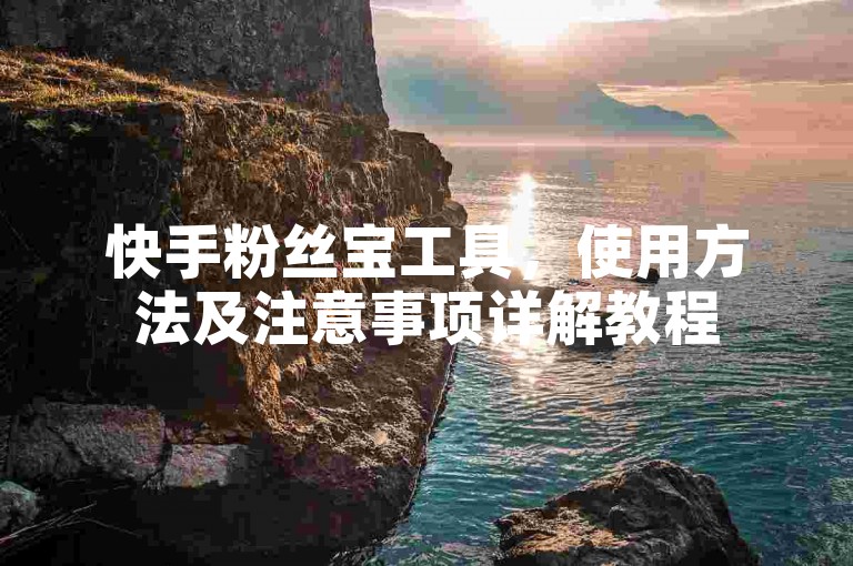快手粉丝宝工具，使用方法及注意事项详解教程