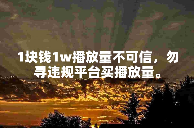 1块钱1w播放量不可信，勿寻违规平台买播放量。