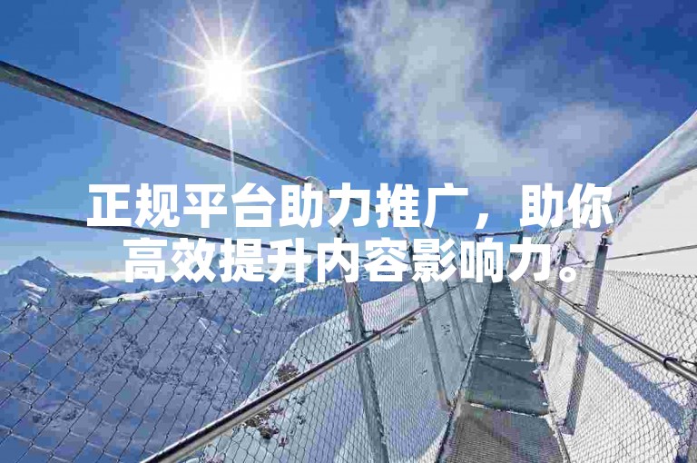 正规平台助力推广，助你高效提升内容影响力。