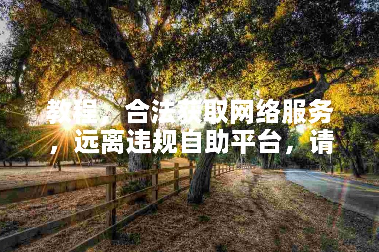 教程，合法获取网络服务，远离违规自助平台，请注意，使用违规的自助下单平台获取赞等行为是违反平台规定和可能涉及违法的活动，应通过正规途径来提升内容质量和吸引力。