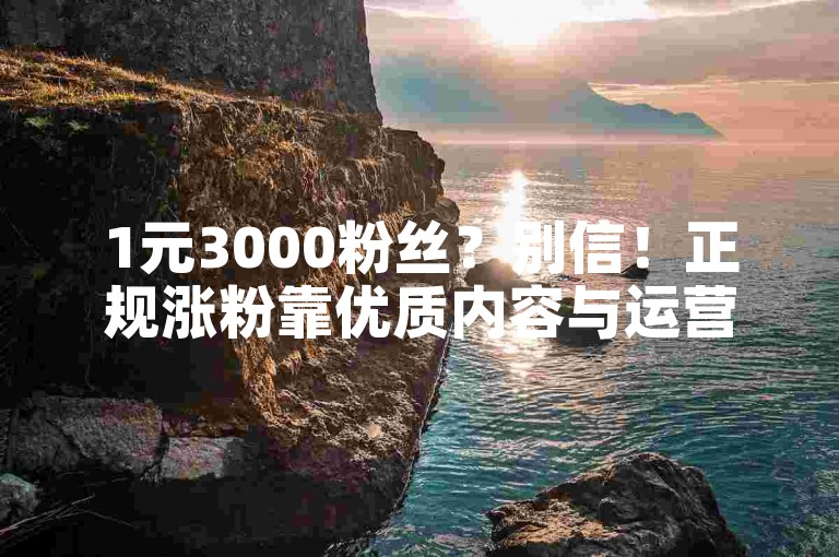 1元3000粉丝？别信！正规涨粉靠优质内容与运营。