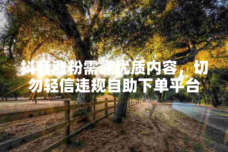抖音涨粉需靠优质内容，切勿轻信违规自助下单平台。