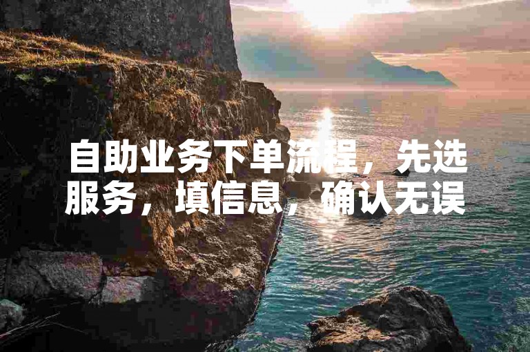 自助业务下单流程，先选服务，填信息，确认无误后提交。