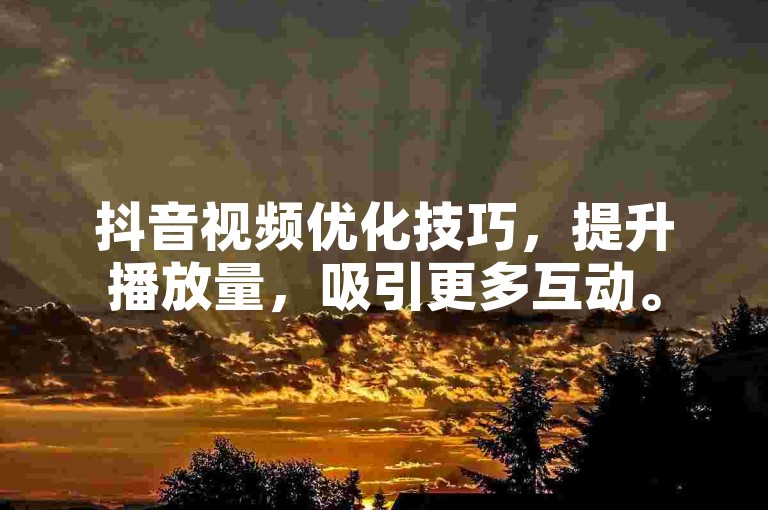 抖音视频优化技巧，提升播放量，吸引更多互动。