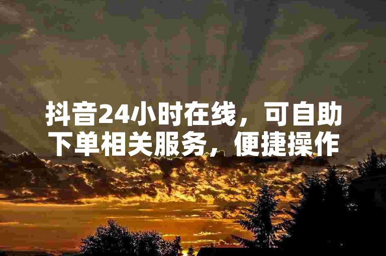 抖音24小时在线，可自助下单相关服务，便捷操作。