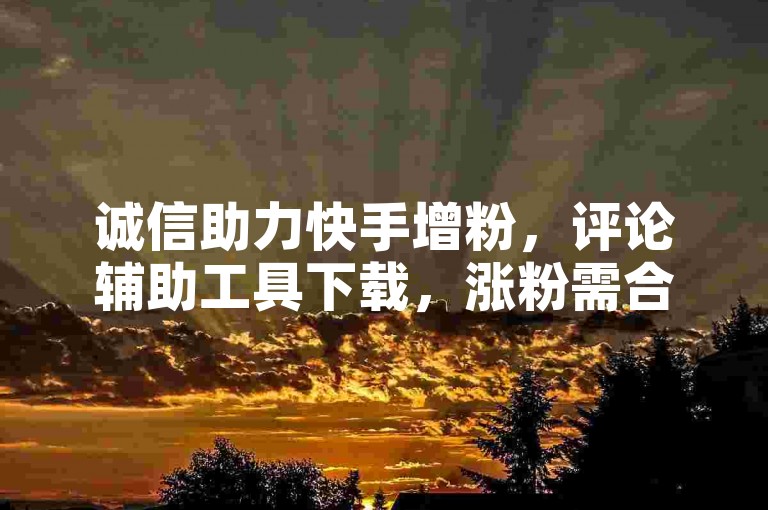 诚信助力快手增粉，评论辅助工具下载，涨粉需合法合规。